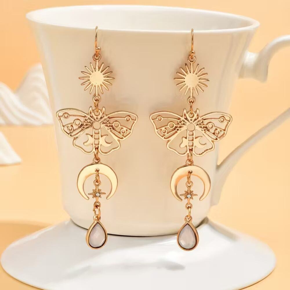 Boho Mystical Moth Butterfly Arcane Spiritual Mystic Elven Earrings